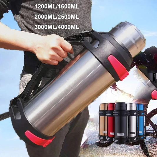 1200-4000ML Large Thermos Bottle Vacuum Flasks Stainless Steel Insulated Thermal Cup With Strap 48 Hours Insulation - activesportslife