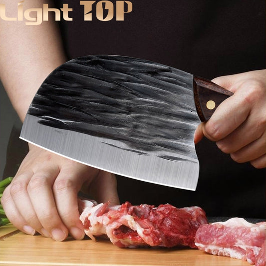 Meat Cleaver Butcher Knife Serbian Chef Knife With Sheath Chopping Bone Cutter Handmade for Outdoor Cooking Camping BBQ - activesportslife