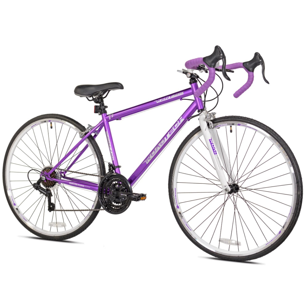 Kent 700c RoadTech Women's Bike, Purple/White，21-speed Drivetrain with Shiman Rear High-performance 700C Tires - activesportslife