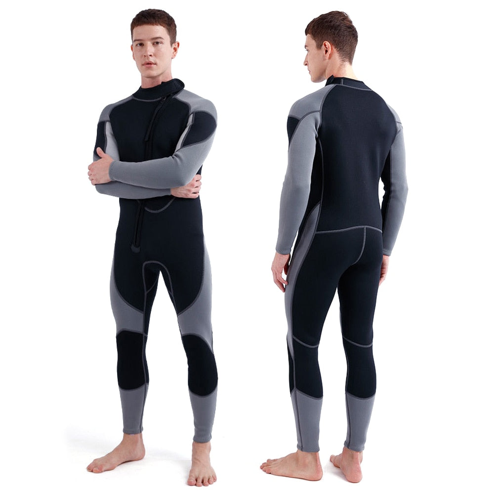 3mm Neoprene Wetsuit for Men Front Zip Full Body Diving Suit - activesportslife