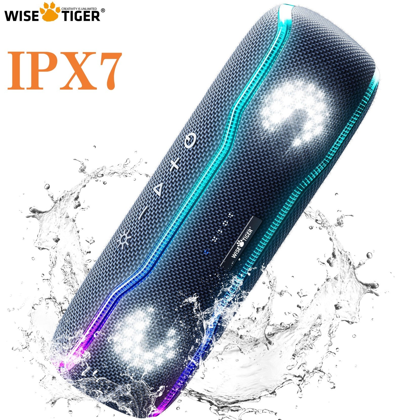 WISETIGER Bluetooth Speaker Outdoor IPX7 Waterproof 25W BT5.3 Loudspeaker Stereo Surround Speaker with Cool Pulsing EQ Lights - activesportslife