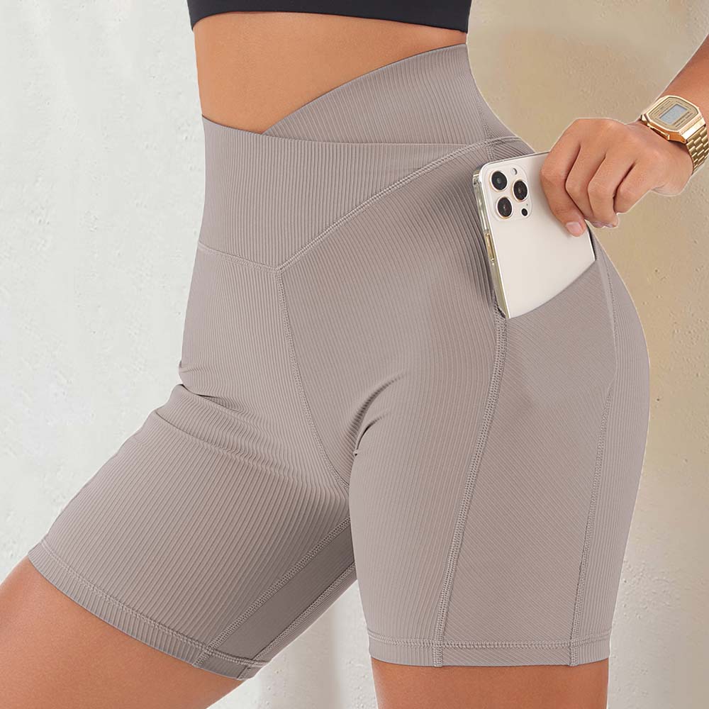 Crossover Workout Gym Shorts Women Yoga Fitness Leggings Scrunch Butt Booty Shorts Seamless Short High Waist Shorts - activesportslife